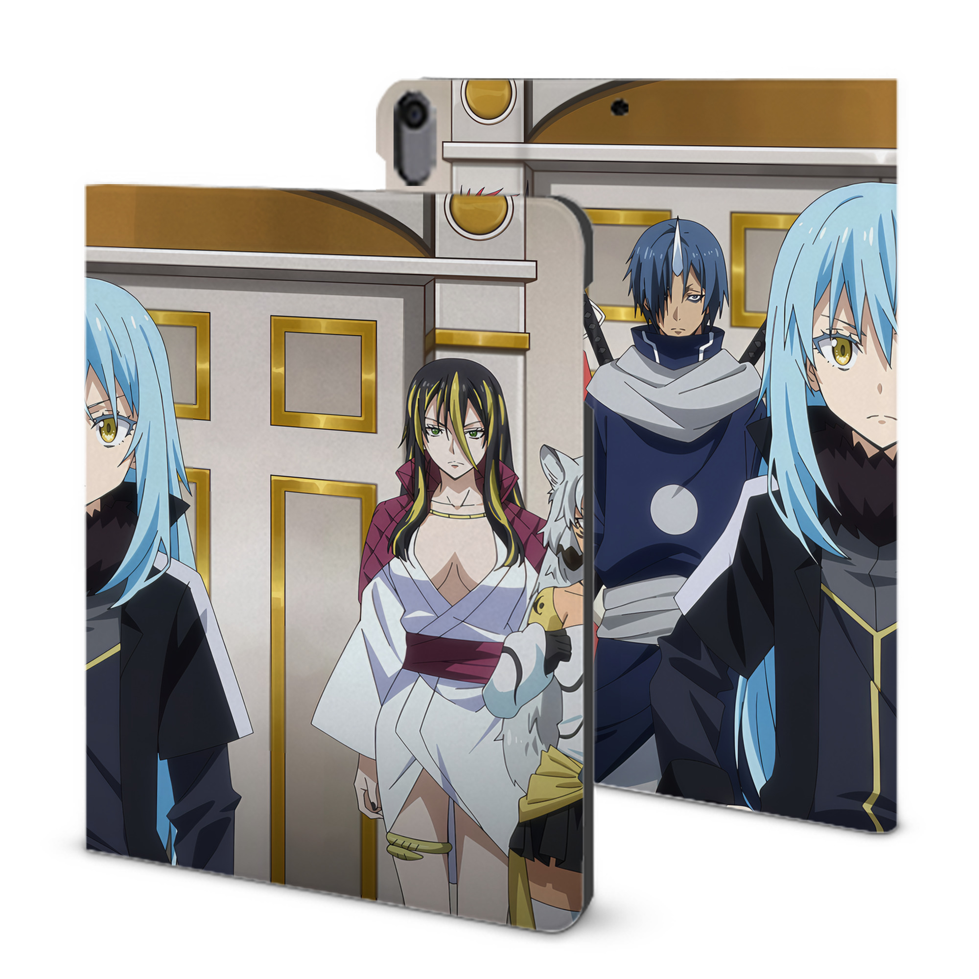 （画像用） 転スラ Regarding Reincarnated to Slime IPad ケース ブック型 PUレザー TPU 耐衝撃 軽量 薄型 ペン収納なし 全面保護 IPad 各モデル対応